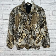 Vintage Fuda International 100% Silk Leopard Print Bomber Jacket Size M - £47.55 GBP