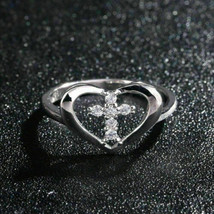 14K White Gold Over 0.71CT Heart Shape Diamond Gorgeous Engagement Wedding Ring - £84.39 GBP