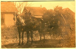 Early 1900s RPPC Real Photo Postcard Named Horses &amp; Buggy Equestrian Man - $14.70