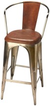 Bar Stool Contemporary Distressed Polished Brown Dark Stainless Steel Iron - £891.00 GBP