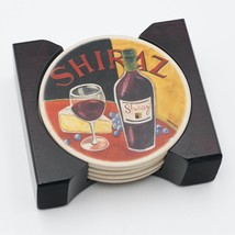 Absorbent Stone Coaster Set with Holder &quot;The Wine Gallery&quot; by Cypress Home - £15.41 GBP