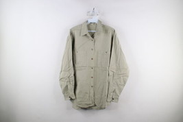 Vintage 80s Gap Womens Small Baggy Fit Big Pocket Collared Button Shirt Beige - £35.57 GBP
