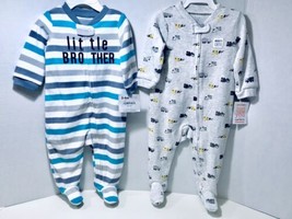 Carter&#39;s Just One You &amp; Child Of Mine Baby Boy 3-6M Set Of 2 Footed Zip ... - £11.95 GBP