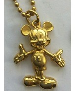 Disney Mickey Mouse 22&quot; Necklace Goldtone 1.25&quot; tall  HEADS MOVES - $12.90