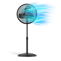 16&quot; Oscillating Adjustable Pedestal Fan with 3-Speeds, 47&quot; H, Black, S16500, New - £36.34 GBP