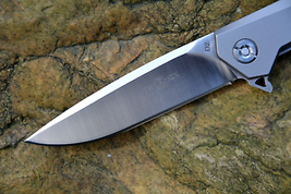 TwoSun TS-21 Flipper Folding Knife Titanium Handle 3.43 D2 Satin Blade Outdoor H - £111.08 GBP