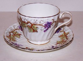 Fabulous Vintage Aynsley England Bone China Grapes Leaves With Gold Cup &amp; Saucer - £13.22 GBP