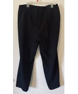 Peter Nygard Pull On Black Pants Size 16 Elastic Gores at Waist Wide Inn... - $19.25