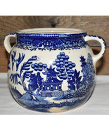 Antique Japanese Moriyama Blue Willow China Bean Pot with Double Handles... - £119.10 GBP