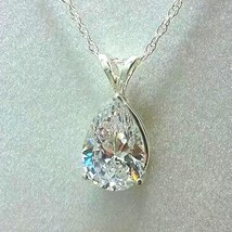 925 Silver Plated Teardrop Gemstone Zircon Pendant Necklace - £19.55 GBP