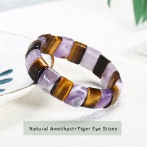 JD 10x14mm Natural Purple Crystal Stone Bangle Multilcolor Amethyst Oblong Beads - £11.88 GBP