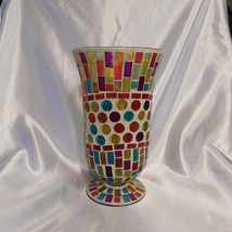Multi-color Mosaic Vase or Candle Holder - £20.93 GBP