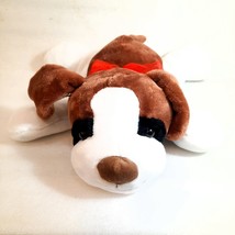 Hug Fun St. Bernard dog plush puppy brown white red bow floppy squishy stuffed - £18.51 GBP