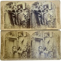 Antique Stereoscope Stereoscopic Card Melander &amp; Bro. Chicago #157-58 Serenade - £22.07 GBP