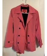 E Spirit Womens Jacket Size Medium Pink Zip Up Collared Belted - $20.46 CAD