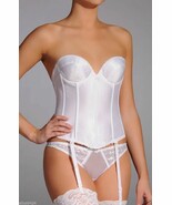 Q-T Bridal Strapless Satin White 36D Brasselette Torso Corset Bustier W/... - $31.81 CAD