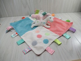 Taggies white horse pony pink mane polka dots baby security blanket lovey satin - £4.73 GBP