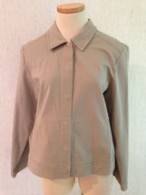 EILEEN FISHER Sz L Large 12 14 Washable snap front Cotton Blend Beige Jacket EUC - £17.40 GBP