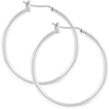 Precious Stars Silvertone 32 mm Round Hoop Earrings - £11.16 GBP