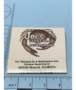 Vintage Matchbook Cover   Joe’s Stone Crab Restaurant  Miami Beach, Fl  gmg - $227.43 MXN