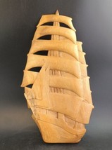 Tall Sailing Ship Wood Carving Wall Hanging Indonesia 12&quot; X 7&quot; MCM &amp; EUC - £17.13 GBP