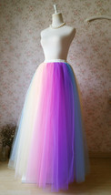 Rainbow Color Long Tulle Skirt Holiday Outfit Women Plus Size Rainbow Skirt image 8