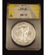 2022 American Silver Eagle ANACS Certified MS70 .999 Bullion Coin BU Per... - £49.62 GBP