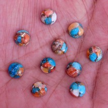 6x6 mm Round Natural Composite Oyster Copper Turquoise Cabochon Gemstone 10 pcs - £8.34 GBP