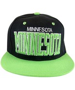 Minnesota Men&#39;s Snapback Baseball Cap (Black/Green) - £11.95 GBP