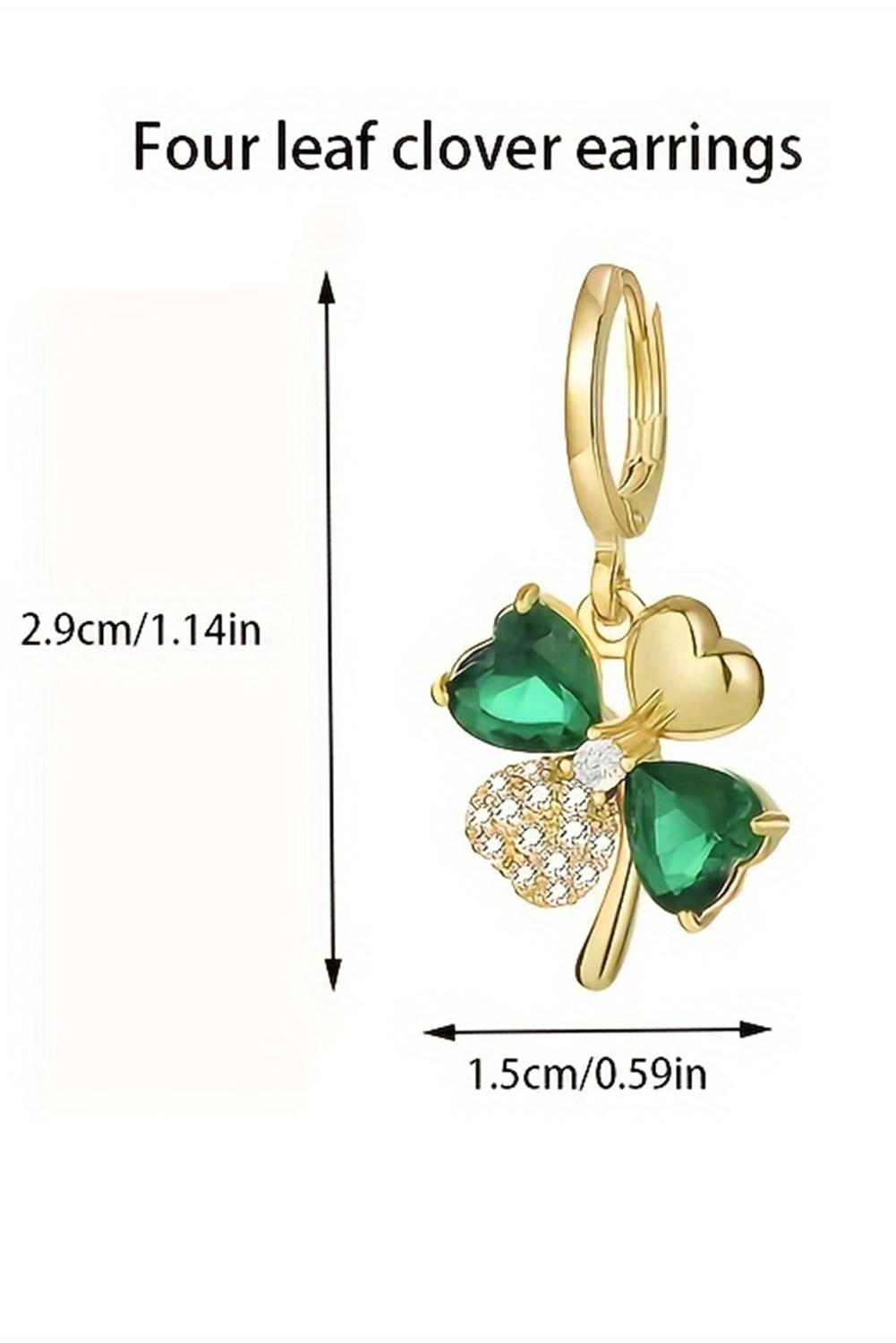 Gold Gorgeous Gem St. Patricks 4-leaf Clover Earrings Item image 3