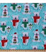 Fleece Polar Bears Winter Christmas Animals Blue Fleece Fabric Print BTY... - £26.67 GBP