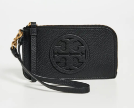 Tory Burch Miller Leather Top Zip Card Case Key Fob Wristlet ~NWT~ Black - £107.61 GBP