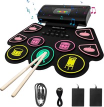 Lamir Electronic Drum Set For Kids 9 Drum Pads Withroll Up Drum Kit With... - $38.99