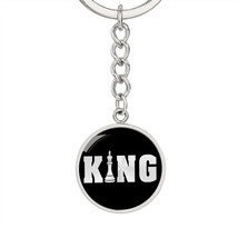 Chess Fan King Keychain Stainless Steel or 18k Gold Circle Pendant - £30.22 GBP+