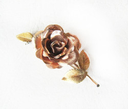 Pretty Vintage Krementz Gold Plate Rose Pin Brooch - £11.44 GBP