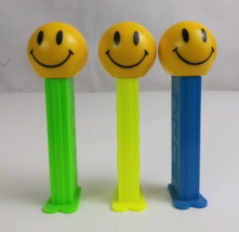 Vintage 2000 Lot of 3 Happy Face Emoji Pez Dispensers Green, Yellow, Blue (A) - £7.61 GBP
