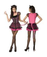 Sexy Adult Pink Cat Costume Dress Fishnets Small 6-8 Alley Kitty Josie P... - $33.23 CAD