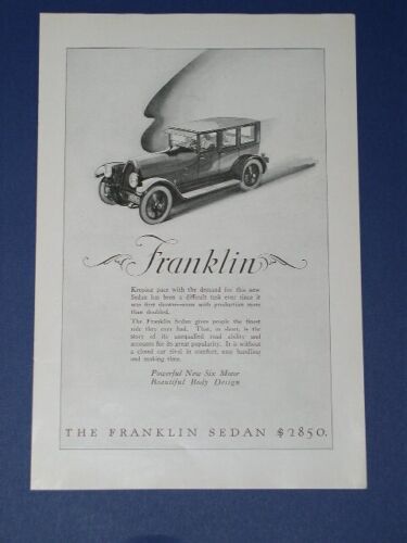 Franklin Car Sedan National Geographic Magazine Ad Vintage 1923 - $14.99