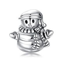 Sterling Silver 925 Christmas Festive Winter Snowman Bead Charm For Bracelets - £14.18 GBP