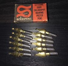 Vintage HUNT SPEEDBALL PENS B-1 Round Calligraphy Pen Ink Nibs Box of 12... - $14.95
