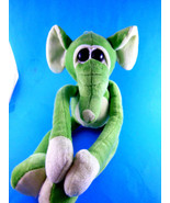 Rinco Green Plush Elephant adjustable pull arms &amp; legs LARGE eyes 2009 a... - $9.00