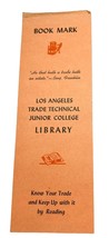 Vintage Los Angeles California Trade Technical Junior College Bookmark L... - £13.22 GBP