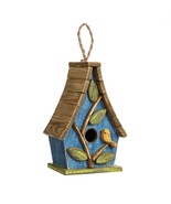 Farmhouse Solid Wood Hanging Birdhouse in Blue Green Yellow Brown - $2,152.72 MXN