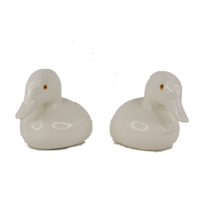 Vintage 70s Mid Century Modern MCM Heavy Porcelain Duck Head Bookends White - £73.96 GBP