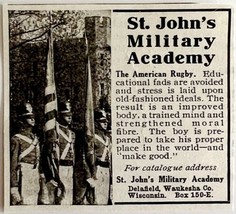 1916 St John&#39;s Military Academy Advertisement School American Rugby DWMYC4 - £16.01 GBP