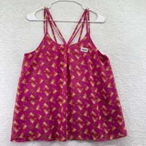 New Entro Womens Strappy Tank Top Size Medium Magenta Pink Bird Print Lined - £14.18 GBP