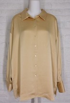 ESQUALO Shirt Button Down Textured Round Hem Champagne Gold NWT Size 12 - £77.08 GBP