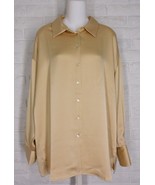 ESQUALO Shirt Button Down Textured Round Hem Champagne Gold NWT Size 12 - £69.21 GBP