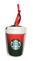 NEW Starbucks Red Green Cup w/Lid 2.75” Ceramic Christmas Ornament Holiday 2021 - £15.62 GBP