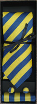 Blue &amp; Yellow (Maize) Striped Necktie Box-set - $19.99